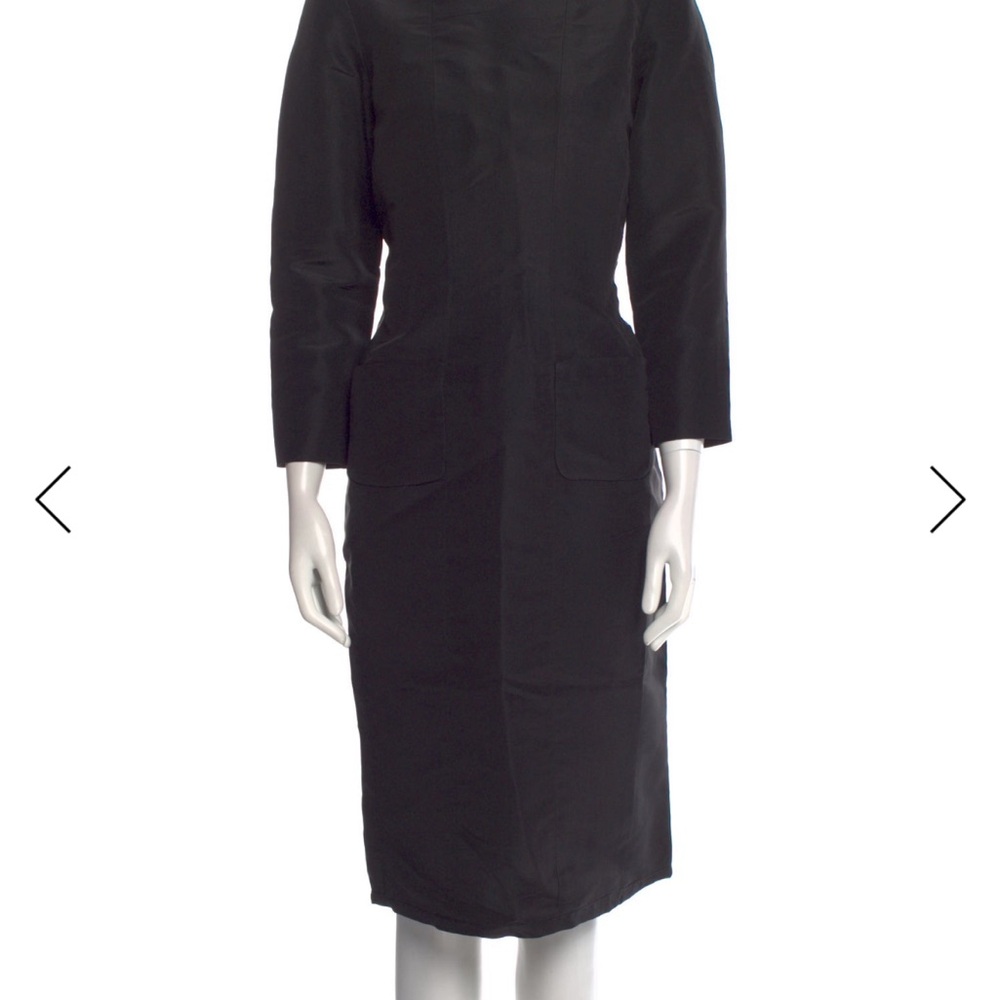 Oscar de la Renta Black Midi Sheath Dress